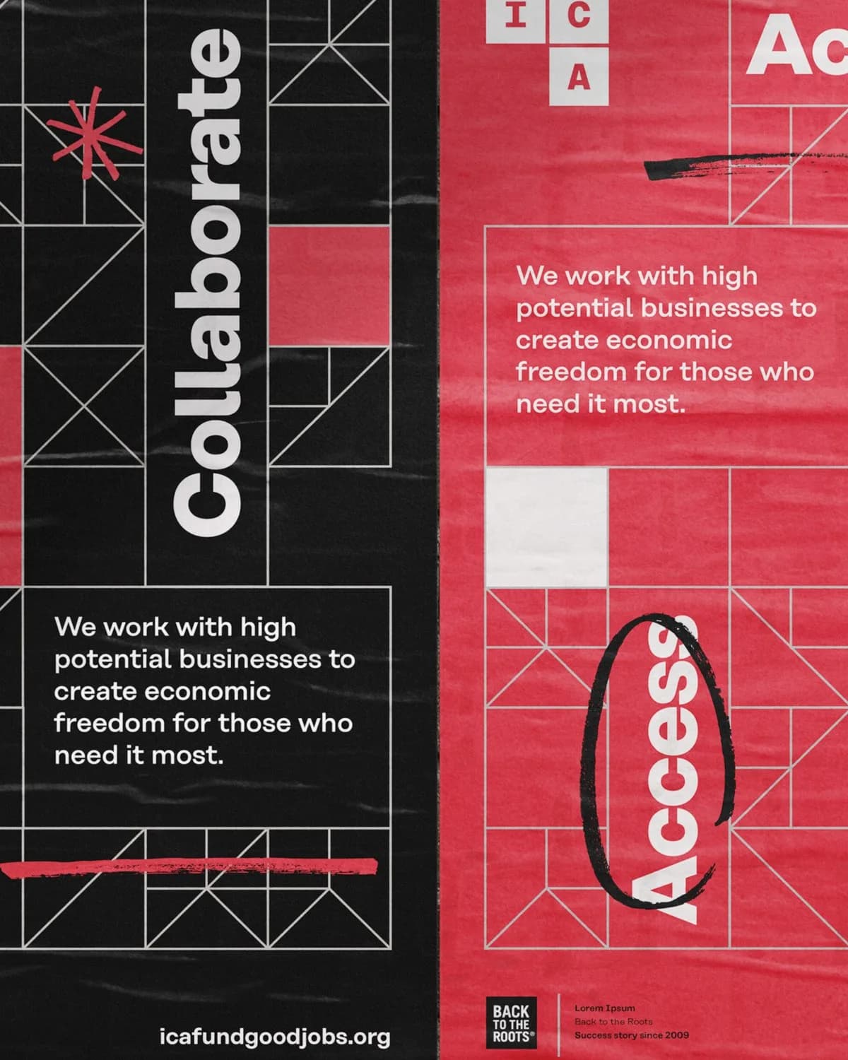 ICA campaign portrait poster using the 2019 brand system.